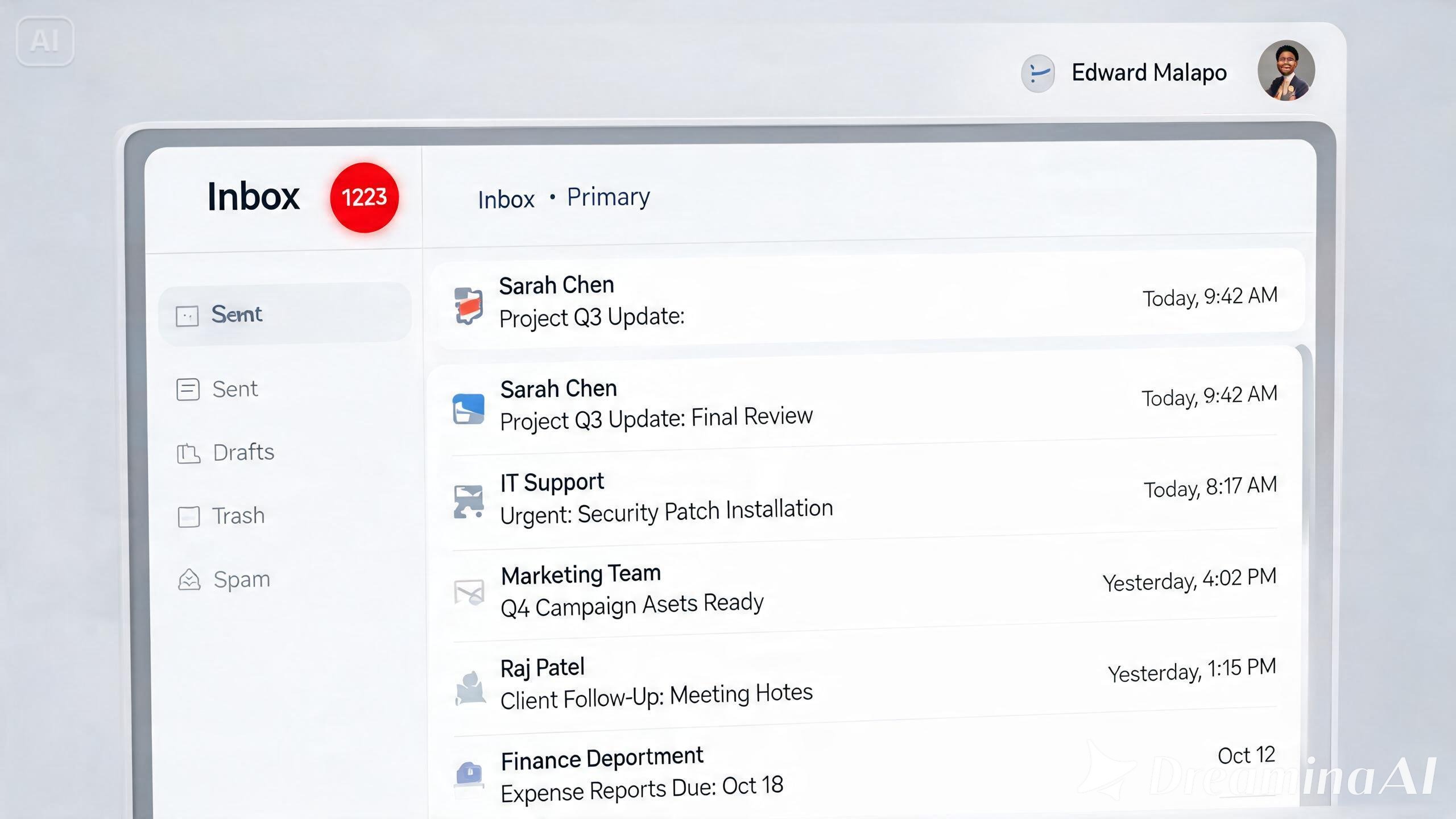 Before: a cluttered inbox with 1,223 unread messages